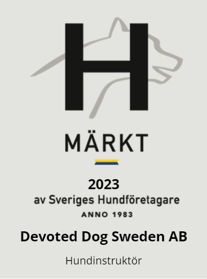 H-märkt 2023 av Sveriges Hundföretag Anno 1983 Devoted Dog Sweden Hundinstruktör